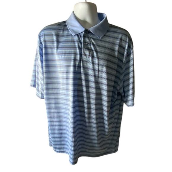 Men's Polo Shirt Blue Stripe Size XL Short Sleeves Top - Picture 1 of 5